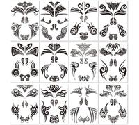 Autocollants De Visage De Mode De Bal Autocollants De Tatouage Rétro Noirs Personnalisés Autocollants De Fête Imperméables 210 * 150mm