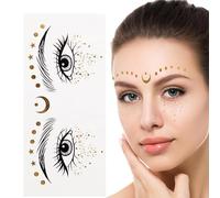 Autocollants de visage scintillants, tatouages dorés pour le visage | Patchs de maquillage du visage temporaires à la mode | Autocollants à paillettes pour le visage, beaux autocollants de maquillage