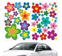 Autocollants de Voiture, 2 Pièces, autocollants stickers pour la voiture hippie fleurs fleur power été parfait, Fleur Sticker Autocollant Vinyle Automobile Décoration, Pour toute surface lisse