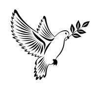 Autocollants de Voiture en Vinyle, 16x14,1 cm, Colombe de la Paix, avec Branche d'olivier, Oiseaux, Art en Vinyle, Noir et Argent (Size : Black)
