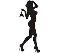 Autocollants De Voiture Et Décalcomanies 19X6Cm Drôle Belle Femme Sexy En Bikini Stickers Muraux Décoratifs Dessin Animé Autocollant De Voiture Noir/Argent (2Pcs)