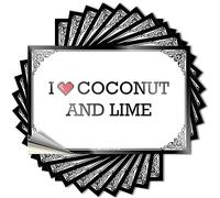 Autocollants de voiture « I Love Coconut and Lime » - Panneaux amusants pour caverne d'homme (6 x 9 cm)