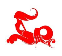 Autocollants de voiture sirène mignons et beaux accessoires décoration pare-chocs fenêtre carrosserie mode en vinyle(Red,19cm*15cm)