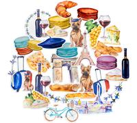 Autocollants De Voyage Romantique En France (Lot De 31)- Petits,Mignons,ImperméablesAutocollants D'aventure Esthétiques Pour Les Gourdes,Les Ordinateurs Portables,Le Scrapbooking