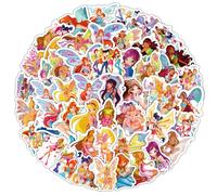 Autocollants de Winx 60 pièces pour bouteilles d'eau ordinateur portable planche à roulettes, cadeau d'autocollant mignon pour enfants adolescents étanche