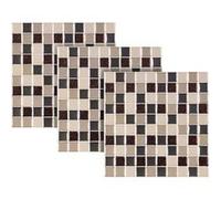 Autocollants décoratifs 3D (x3) - 26 x 26 cm - Mosaïque Brun/beige
