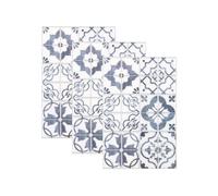 infactory Dalles murales adhésives 10 pièces – 29,5 x 19,5 cm – Carreau de Ciment Bleu