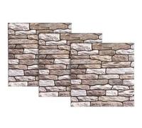 Autocollants décoratifs 3D (x3) - 30 x 30 cm - Mur en pierres de rivière G