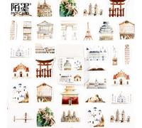 Autocollants Décoratifs De L'histoire De L'architecture Du Monde, Étiquette Autocollante Pour Album Journal Intime, Papeterie De Scrapbooking, Diy Bricolage