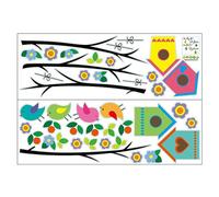 Autocollants Décoratifs Pour Décoraation Murale, Branches De Fleurs, Maison D'oiseaux Et De Fleurs, Pour Salon, Chambre D'enfants, Jouets