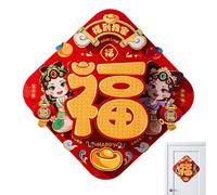 Autocollants décoratifs pour porte du Nouvel An, décorations du Nouvel An 2025 - Stickers muraux avec personnages Fu de Coupes chinoises | Autocollant de porte Décoration de l'année du serpent