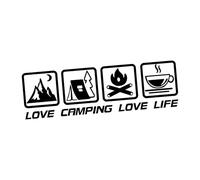 Autocollants décoratifs pour voiture - Love Camping Loves Life - Autocollant en vinyle imperméable - de véhicule d'aventure - Coffee Camper Offroad avec adhésif puissant - Décoration de