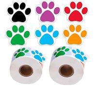 Autocollants d'Empreinte de Patte 2 rouleau de 1000 pièces Colorés de Chien Empreinte de Patte d'Ours Étiquettes Autocollants pour Scrapbook Artisanat Étiquettes Décoration Stickers Muraux
