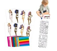 Autocollants d'habillage pour filles,autocollants d'habillage pour filles - Pack de décalcomanies imperméables d’autocollants de mode | Artisanat de tenues de mode mignonnes, créez votre propre ensemb