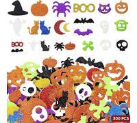 Autocollants d'Halloween Pailleté en Mousse 300 Pièces Autocollants en Mousse à Paillettes pour Halloween pour Diy Halloween Décorations, Cadeaux, Scrapbooking