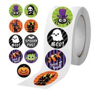 Autocollants d'Halloween pour - Autocollants ronds pour sacs à friandises | Rouleau d'autocollants d'Halloween, autocollants ronds, sceaux d'enveloppe pour décorations de fête