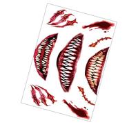 Autocollants d'Halloween temporaires pour enfants, garçons, filles, femmes, hommes, cosplay, plaies sanglantes effrayantes