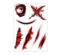 Autocollants d'Halloween temporaires pour enfants, garçons, filles, femmes, hommes, cosplay, plaies sanglantes effrayantes