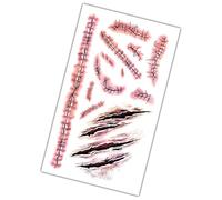 Autocollants D'horreur D'Halloween - 5,43 × 3,11 Pouces, Faux Tatouages de Cicatrices, Design Réaliste | Maquillage De Costume Facile À Appliquer, Tatouage Temporaire De Blessure De Zombie Pour Les