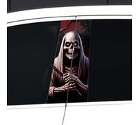 Autocollants d'Horreur pour Voiture d'Halloween, 1 Paire, Personnages de Films d'Horreur Classiques Michael Myers, Vinyle PVC, 27,9 x, Autocollants Piliers pour Centre de Voiture