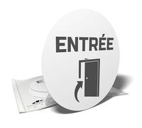 Autocollants d'information - Entrée - Signalisation de l'accès - Porte - 3 stickers ronds - 10cm