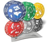 Autocollants d'information - Pictogrammes pour l'organisation du tri sélectif des déchets pour poubelle ou conteneur - 3 lots de 6 stickers (18x) - 9,5cm