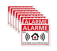 Autocollants dissuasifs Alarme Système électronique, Lot de 8 adhésifs Système Électronique, Stickers Alarme pour vitres - 80 x 60 mm, Adhésif Blanc