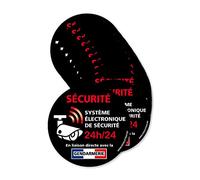 Autocollants dissuasifs Sécurité Système électronique, Lot 12 adhésifs Système Électronique, Liaison directe avec la Gendarmerie - Diamètre 75 mm - Couleur Noir