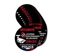 Autocollants dissuasifs Sécurité Système électronique, Lot de 12 adhésifs Système Électronique, Liaison directe avec la Police - Diamètre 75mm - Couleur Noir