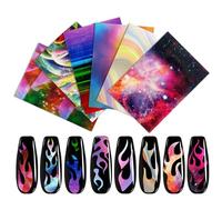 Autocollants D'ongle De Flamme D'aurora Décalcomanies D'ongle De Flamme Irisée Pochoir 3d De Réflexion De Flamme De Feu Holographique Adhes De Bande De Manucure