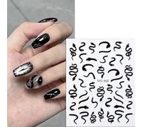 Autocollants d'ongles de serpent noirs pour ongles de serpent autocollants d'art serpents autocollants pour ongles autocollants pour ongles pour femmes et filles