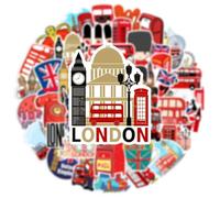 Autocollants Drapeau Britannique - Autocollants Imperméables, 50 Pièces D'autocollants De Londres, Autocollants De Bus Rouge De Londres, Autocollants Pour Ordinateur Portable, Autocollants En Vinyle