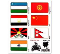 Autocollants Drapeaux Pour Coffres Moto, Flag Ride Tour, Asia, 16 X 13.5 Cm