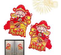 Autocollants du Nouvel An chinois | Décorations autocollantes avec dessin du Dieu d'un couple, autocollant de porte avec bénédictions | pour décoration de fenêtre maison famille festival du printemps