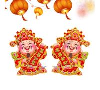 Autocollants du Nouvel An chinois, design dieu de la prospérité décalcomanies couple, design du dieu de la prospérité pour portes et fenêtres | Pour décoration de fenêtres dans la maison familiale
