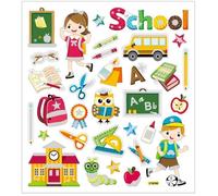 Autocollants école - Creotime - 16,5 x 15 cm - 32 pièces