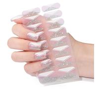 Autocollants élégants pour ongles de style français avec une longue brillance Application rapide pour tous les jours ou occasions spéciales
