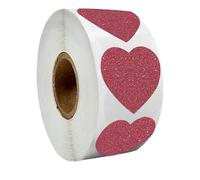 Autocollants Embossé Lot de 50 à 300 autocollants décoratifs en forme cœur paillettes rouges for carte Saint-Valentin, enveloppe, fête d'anniversaire mariage pour Enveloppe(QY1636-50pcs)
