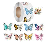 Autocollants Embossé Lot de 500 autocollants en forme papillon et fleur, 3,8 cm/1,5 pouce, for décoration boîte-cadeau, étiquette autocollante, papeterie, 1 rouleau pour Enveloppe(1.5inch 3)