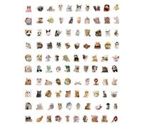 Autocollants en forme de chat mignon - Base libre de résidus de liaison forte, étiquette de bouteille d'eau animale à impression claire, ensemble d'illustrations esthétiques, surfaces lisses |
