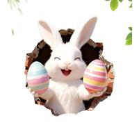 Autocollants en forme de lapin - Autocollants muraux en forme de lapin | Autocollant imperméable 3D déchiré - Art mural créatif de vacances - Décoration amusante de salle de bain - Papier toilette