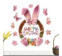 Autocollants en forme de lapin de printemps - Autocollants statiques en forme de, décoration de fenêtre avec adhésif réutilisable, accessoire de vacances, art mural saisonnier avec couleurs