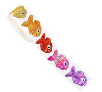 Autocollants en forme de poisson pour récompense d'enfant - Créatures marines de dessin animé lumineux, étiquettes incitatives pour salle de classe, 500 feuilles d'autocollants imperméables |