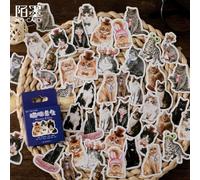 Autocollants En Papier Mister Kitty, Étiquette Scrapbooking, Kawaii, Cadeau Esthétique, Papeterie Pour Journal Intime, Diy Bricolage, 46 Pièces/Ensemble