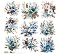 Autocollants en papier pour scrapbooking - ScrapLove - Fleur de Noël 2 Bouquets d'hiver