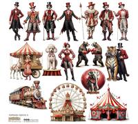 Autocollants en papier pour scrapbooking - ScrapLove - Vintage Circus 2 cirque cirque clown