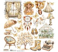 Autocollants en papier pour scrapbooking - ScrapLove - Yellow Spring 3 Printemps Magnolia Boho