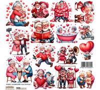 Autocollants en papier - ScrapLove - Funny Valentines Old Couple 1 grandparents in love