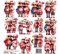 Autocollants en papier - ScrapLove - Funny Valentines Old Couple 2 grand-parents in love