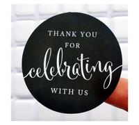 Autocollants En Relief Lot de 60 autocollants ronds for étiquettes cadeaux, 5,1 cm, merci d'avoir célébré avec nous, étiquettes rondes de remerciement, autocollants for cadeaux de fête(Black)